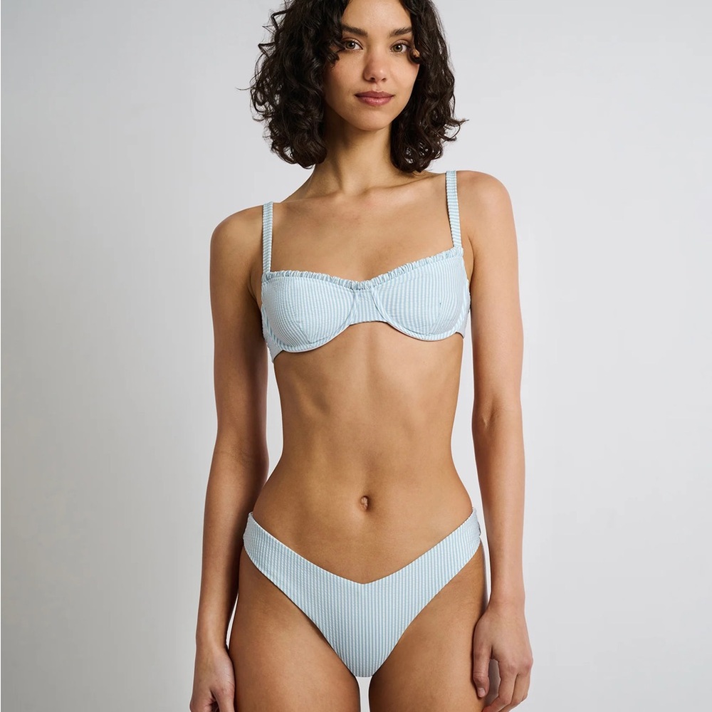 Onia Blue Striped Bikini Set